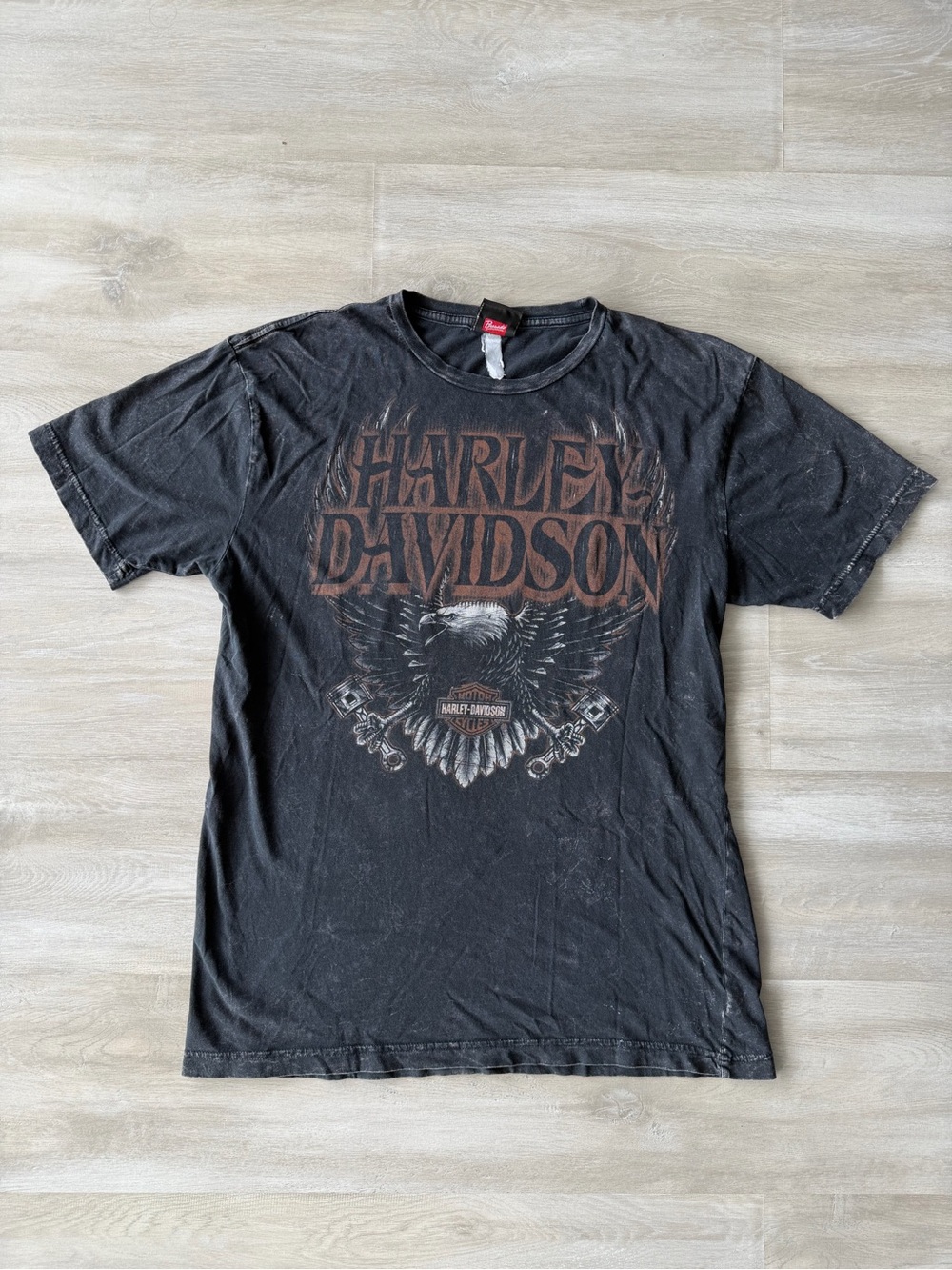 Harley-Davidson Faded Black T-Shirt with Brown Eagle Baltimore Maryland Graphic